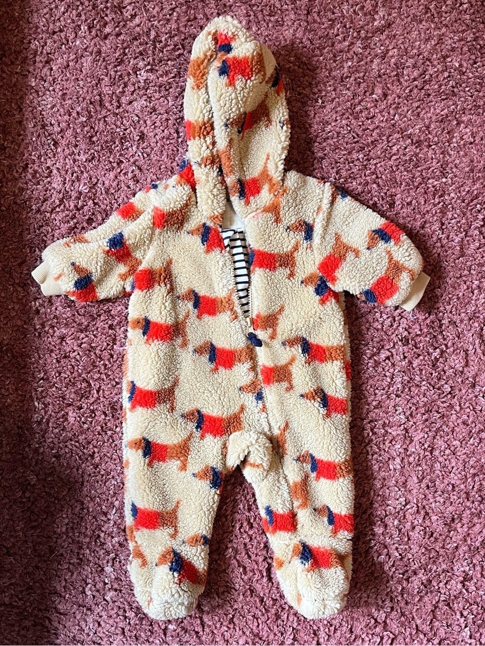 Baby Boden Printed Fleece Pramsuit 0-3M